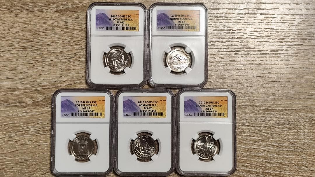 NGC MS67☆2010D アメリカ クォーター 25セント  5枚組