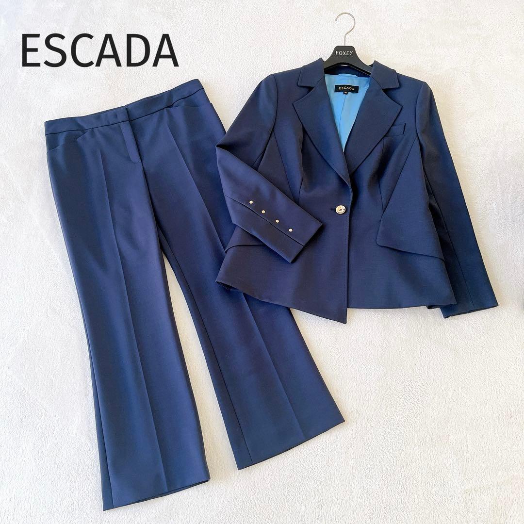 極美品★ESCADA★ジャケット×パンツセットアップ スーツ ネイビーサイズ40