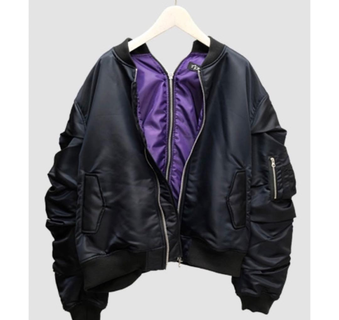 AMNJX MA-1ジャケット 黒紫 Mサイズ 平本蓮