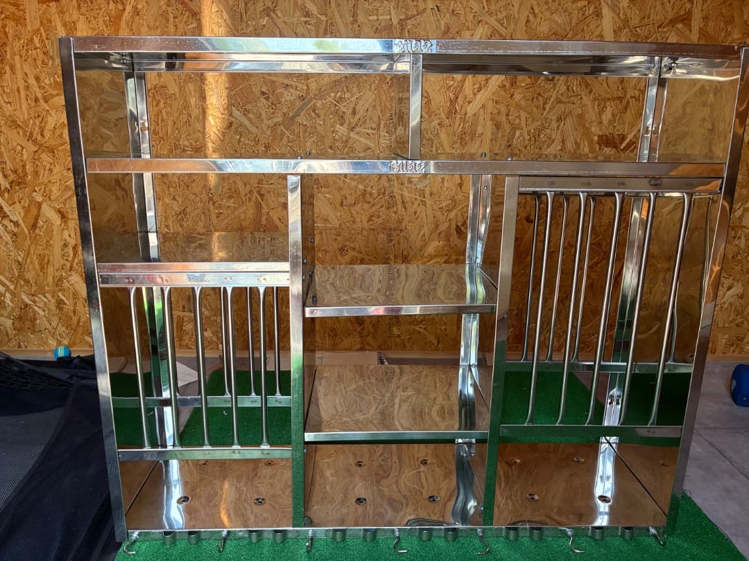 大型インディアンキッチンラック［中古］　ステンレス　壁付け　食器棚