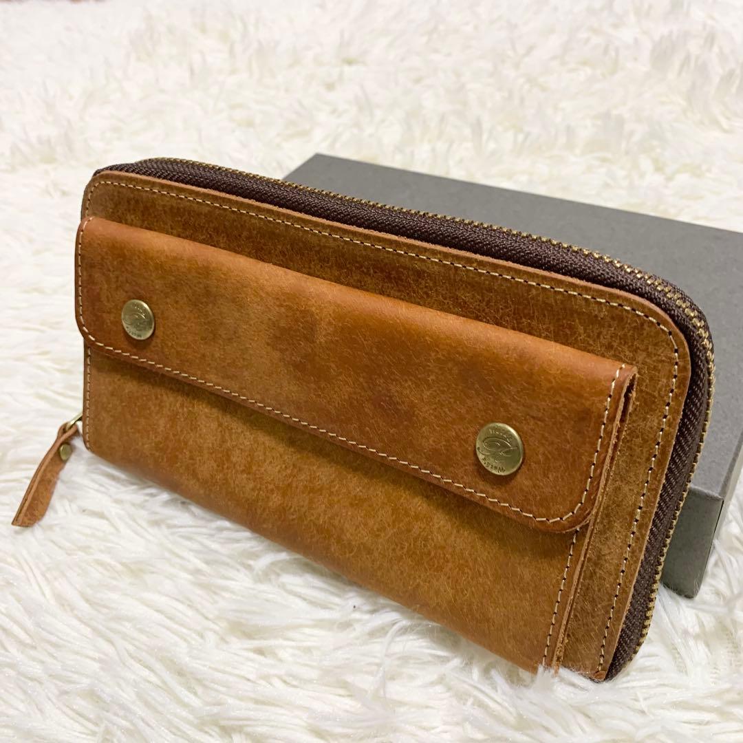 ターリュー　ロングウォレット　ラウンドファスナー　キャメル　レア