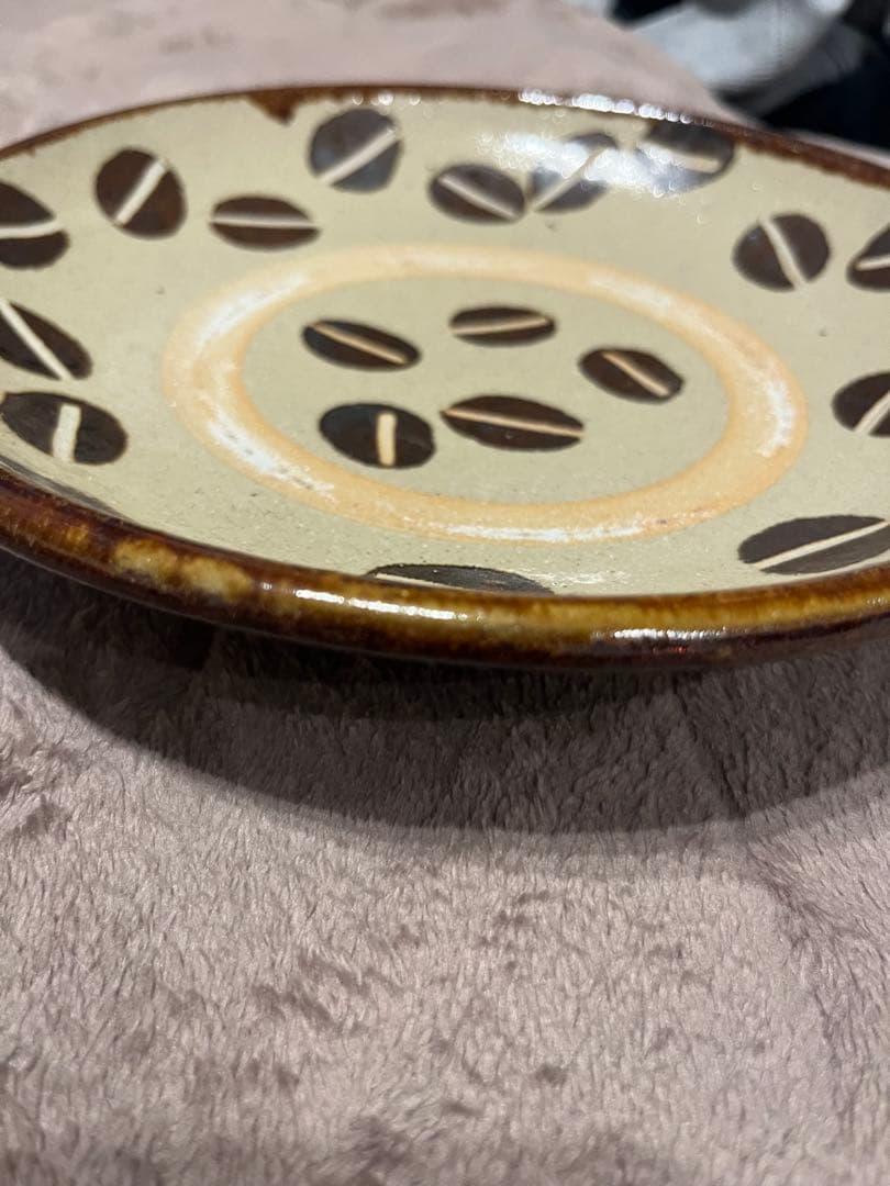 工房十鶴　大人気　コーヒー豆模様の陶器皿（大皿）