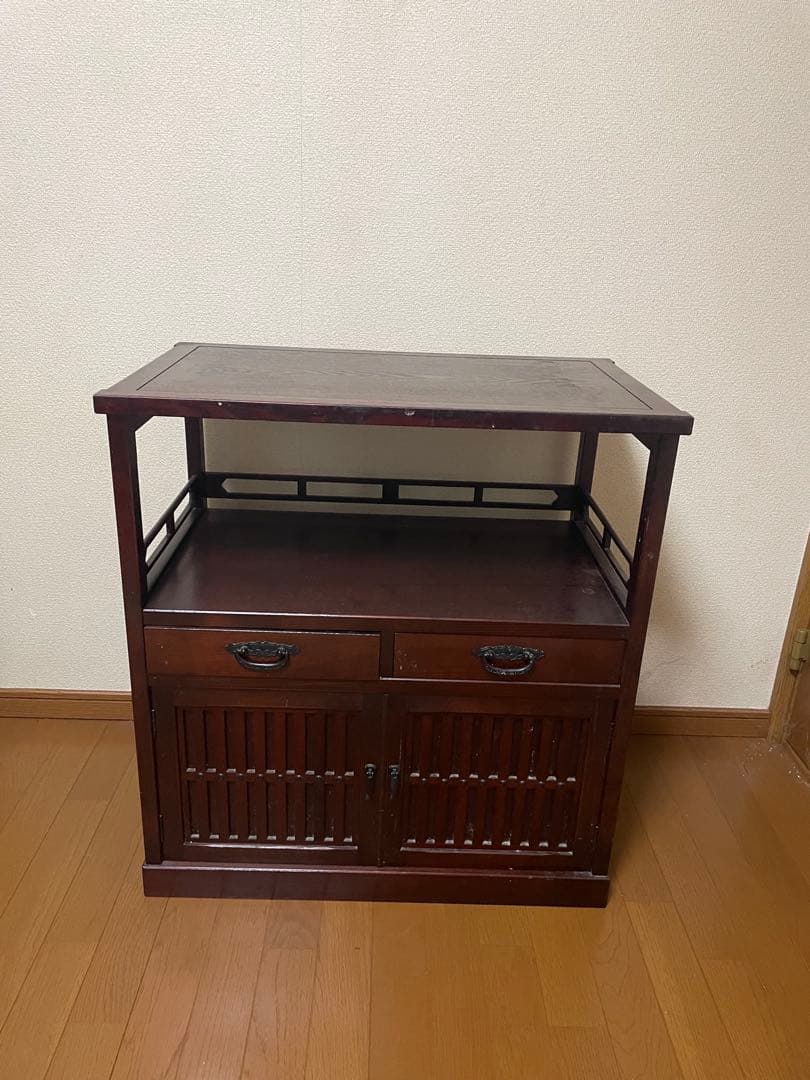 レトロ　キャビネット　チェスト　和風ダークブラウン収納家具 中型