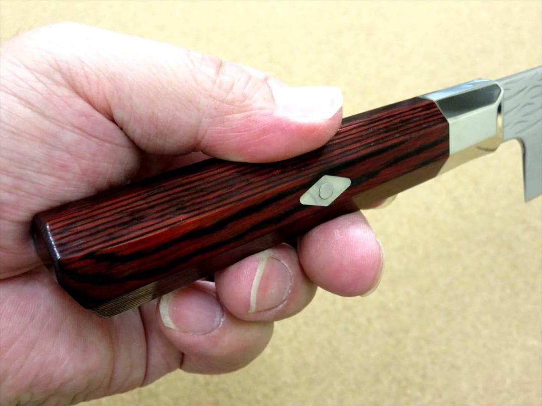 関の刃物 牛刀 180mm 三昧 波目 ダマスカス33層 両刃万能 包丁 肉切り