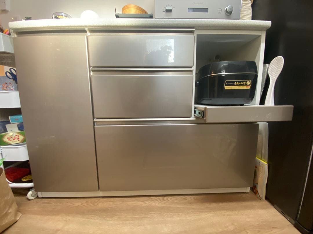 【引越し前特価】キッチンカップボード炊飯器引き出し付き