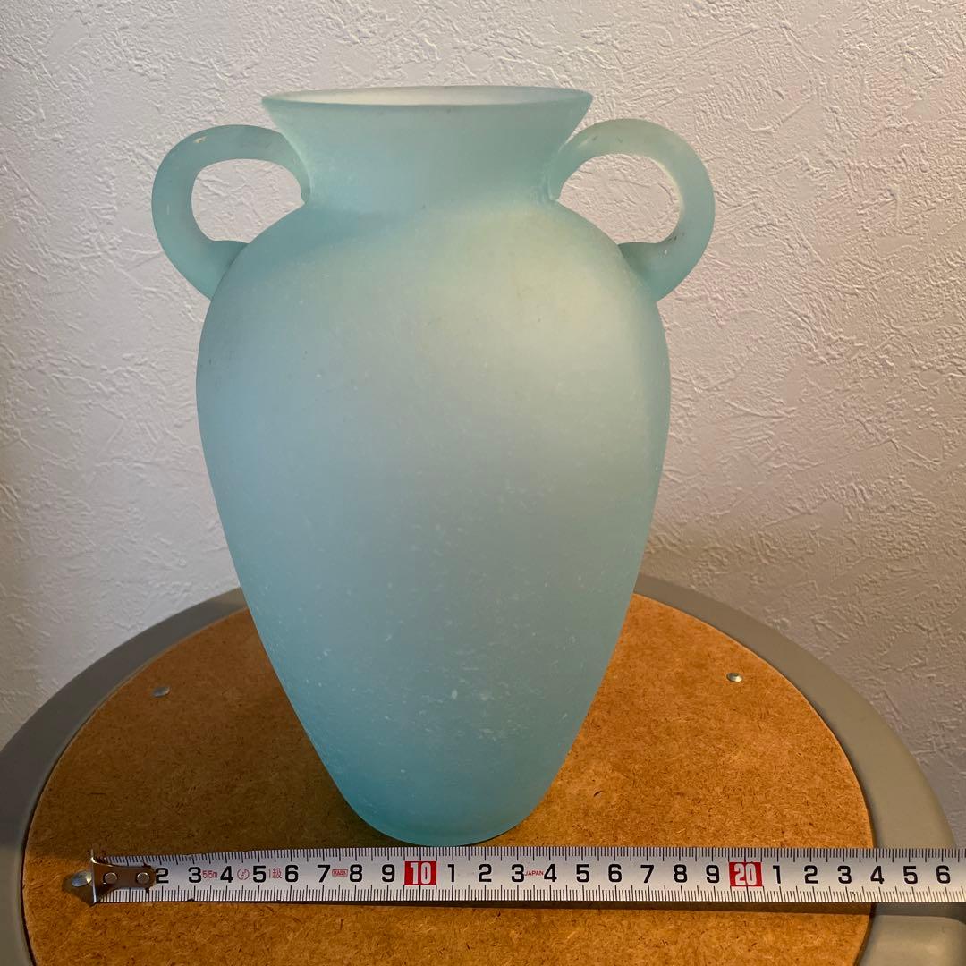 花瓶 ヴィンテージ 壺 曇りガラス すりガラス 花器 昭和 ガラス フラワー